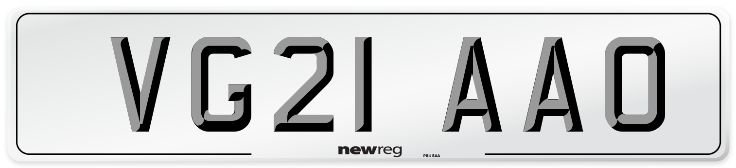 VG21 AAO Number Plate from New Reg